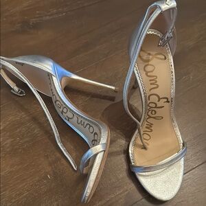 Sam Edelman Silver Heels with Ankle Strap